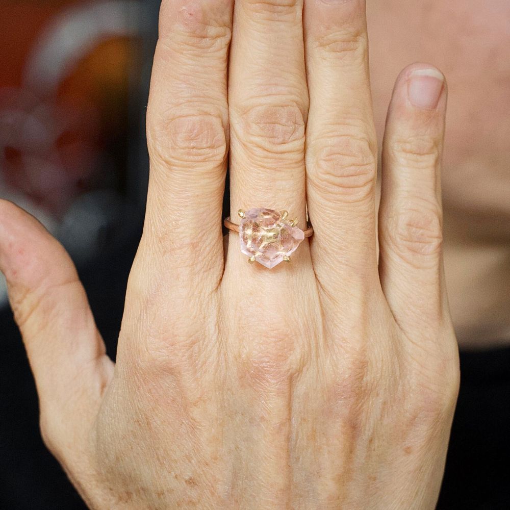 Morganite Medium Stone Ring On a Rose Gold Band