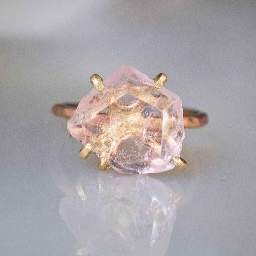 Morganite Medium Stone Ring On a Rose Gold Band