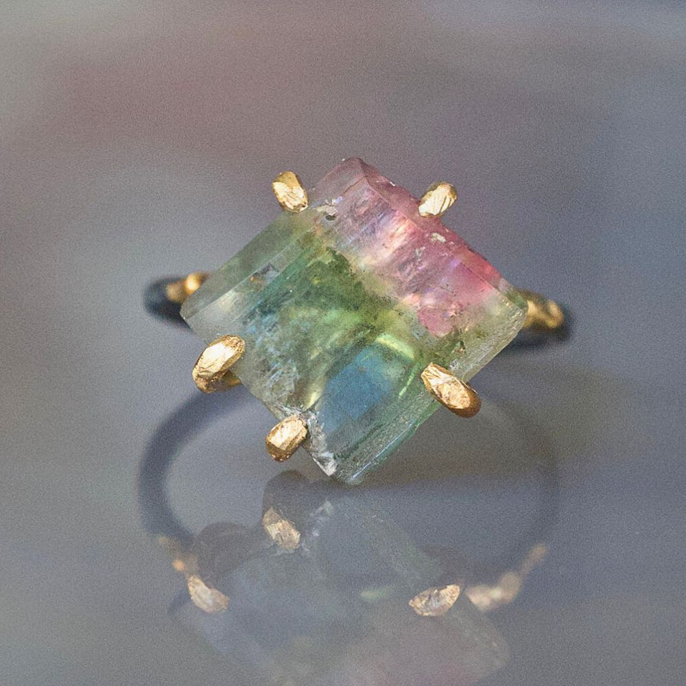 Bi Color Tourmaline Medium Stone Ring