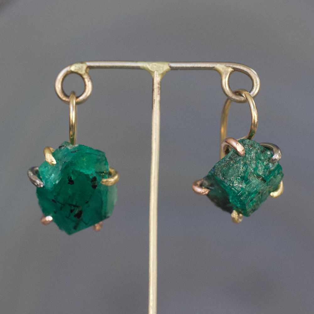 Zambian Emerald Hook Earrings