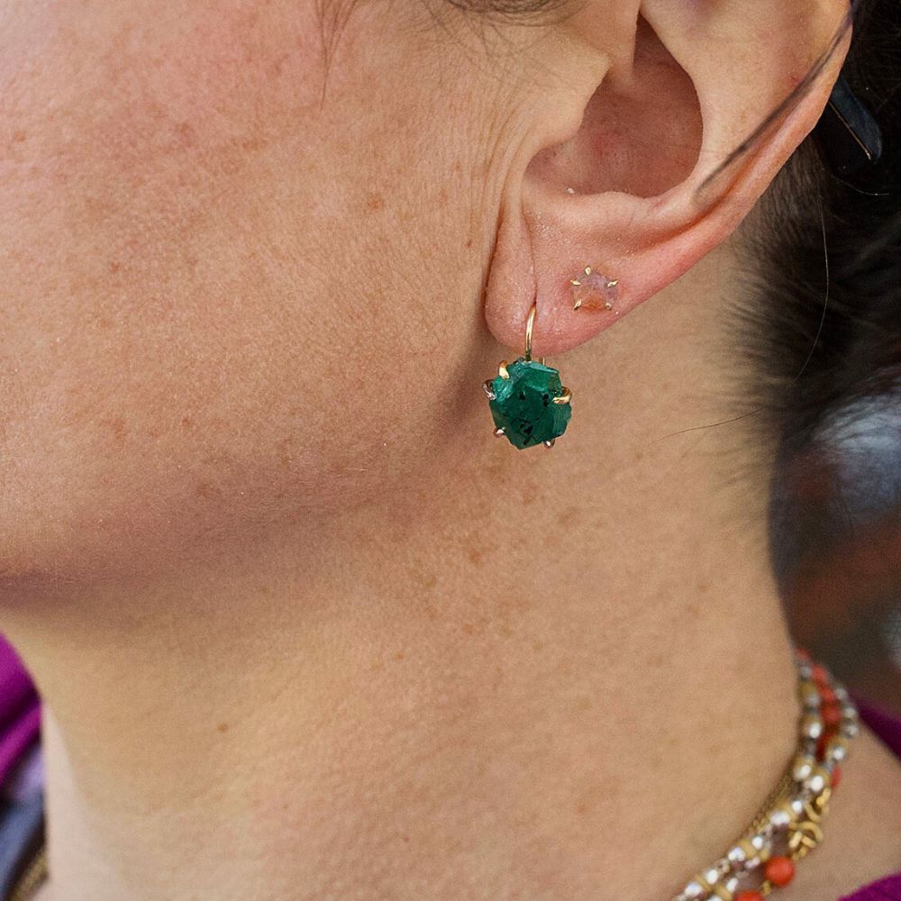 Zambian Emerald Hook Earrings