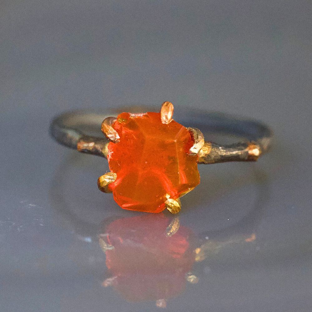 Mexican Fire Opal Small Stone Ring