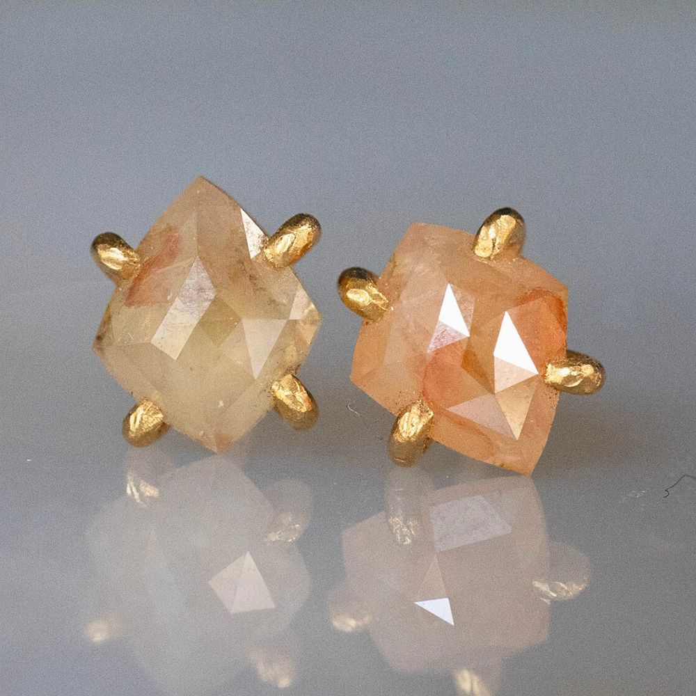 Peach 1.5CT Rose Cut Diamond Studs