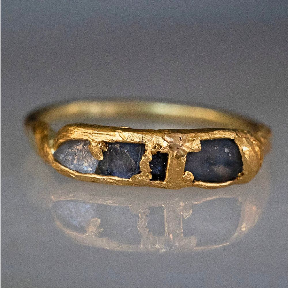 Blue Sapphire Band with a Yellow Gold Band