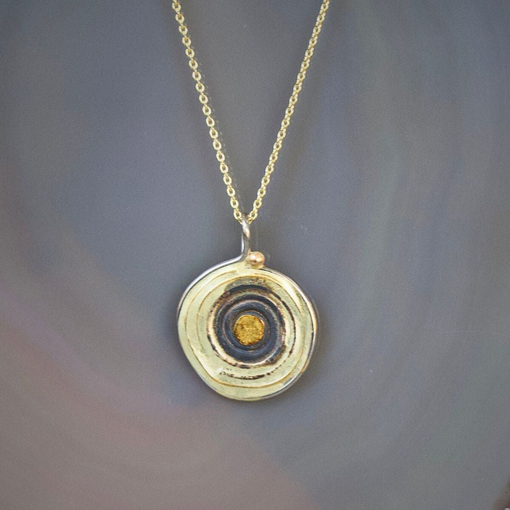 Evil Eye Medium Pendant with a Yellow Gold Cable Chain