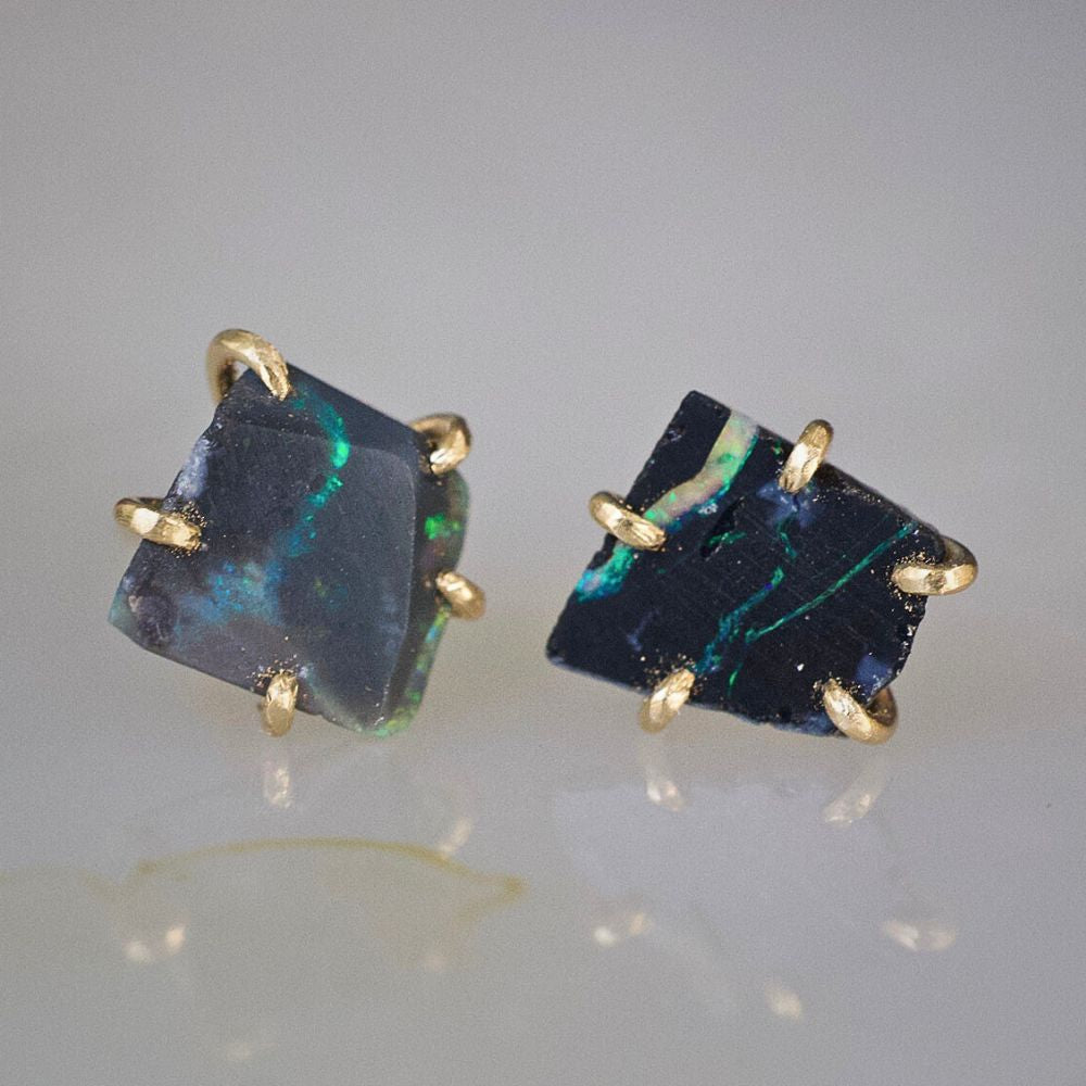 Australian Dark Opal Small Stone Studs