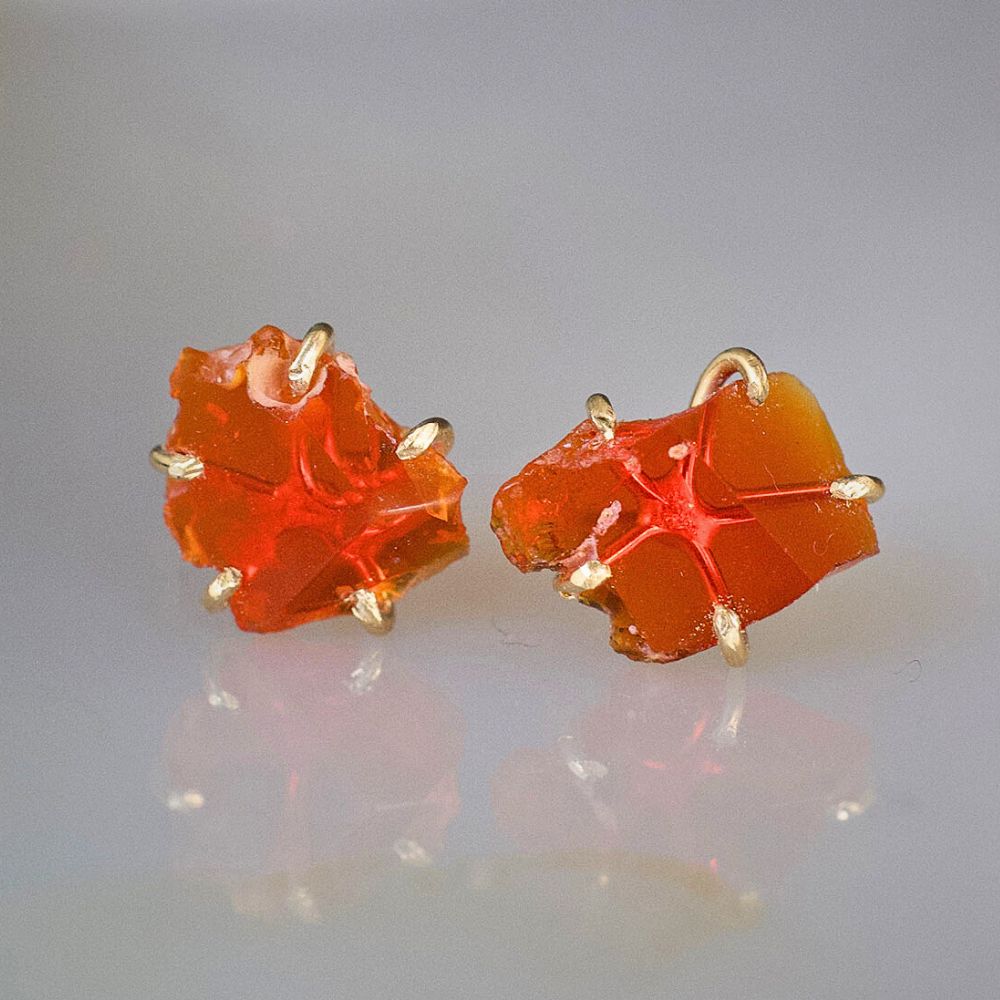 Mexican Fire Opal Medium Stone Studs