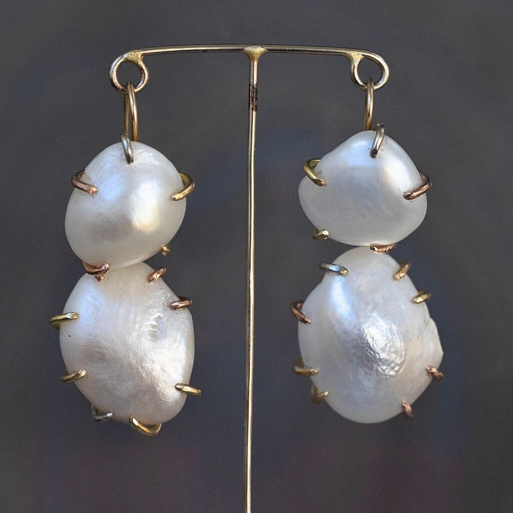 Natural Tennessee River Pearl Day to Night Earring Set