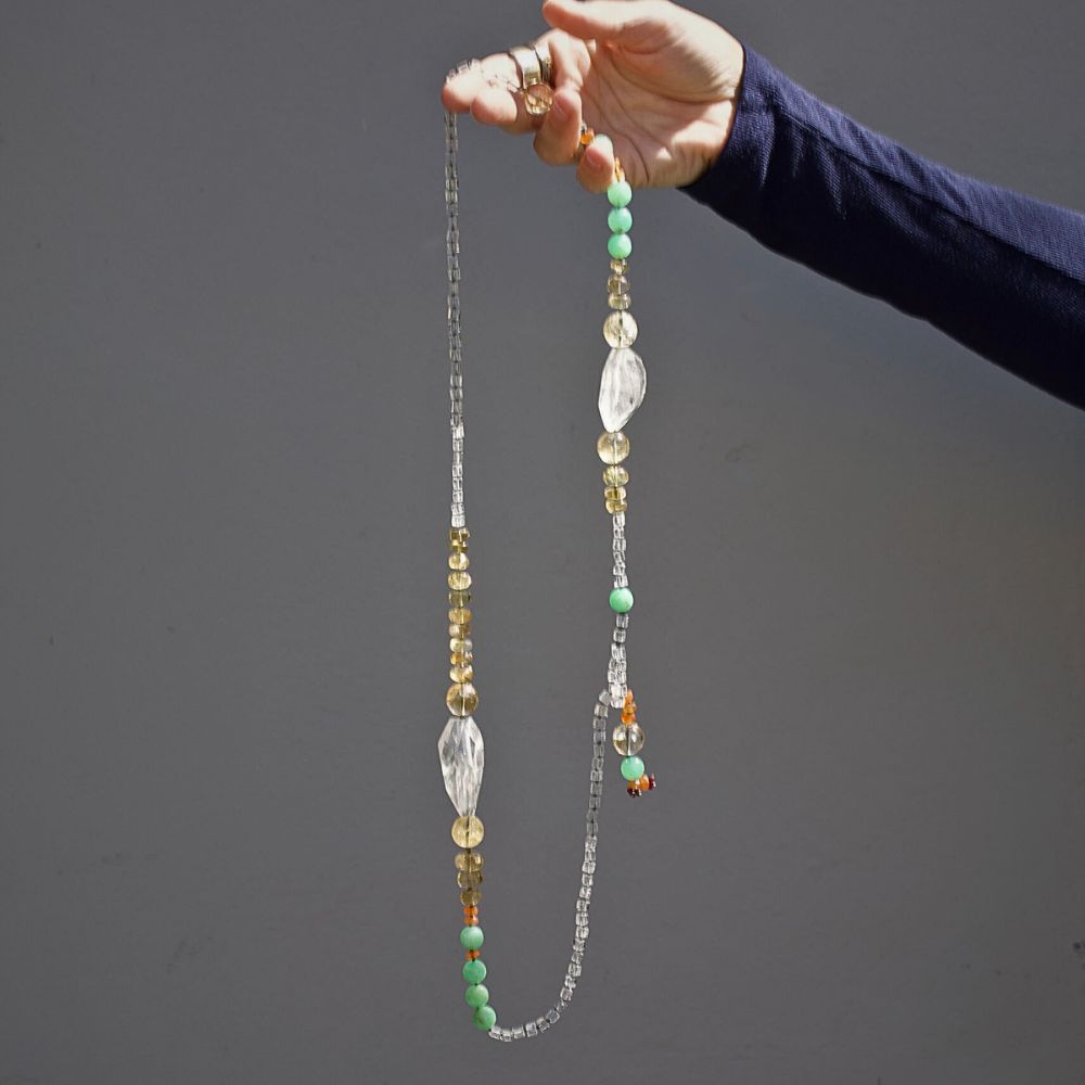 Quartz, Citrine, Chrysoprase, Fire Opal and Ruby Lariat