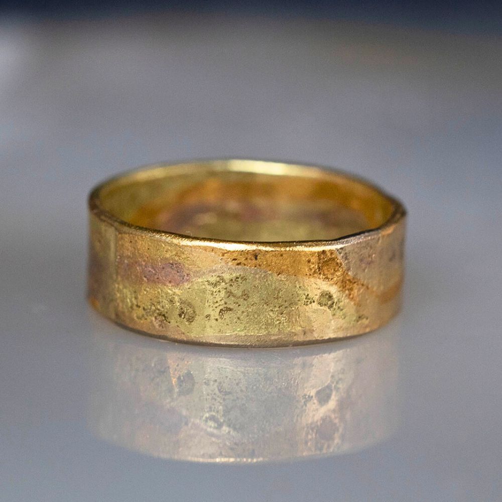 Green Gold Flat Ribbon Ring