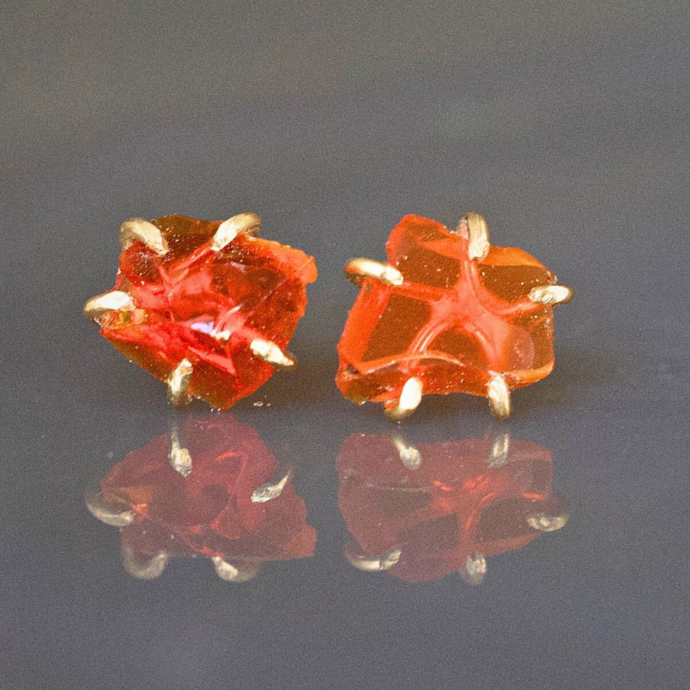 Mexican Fire Opal Small Stone Studs