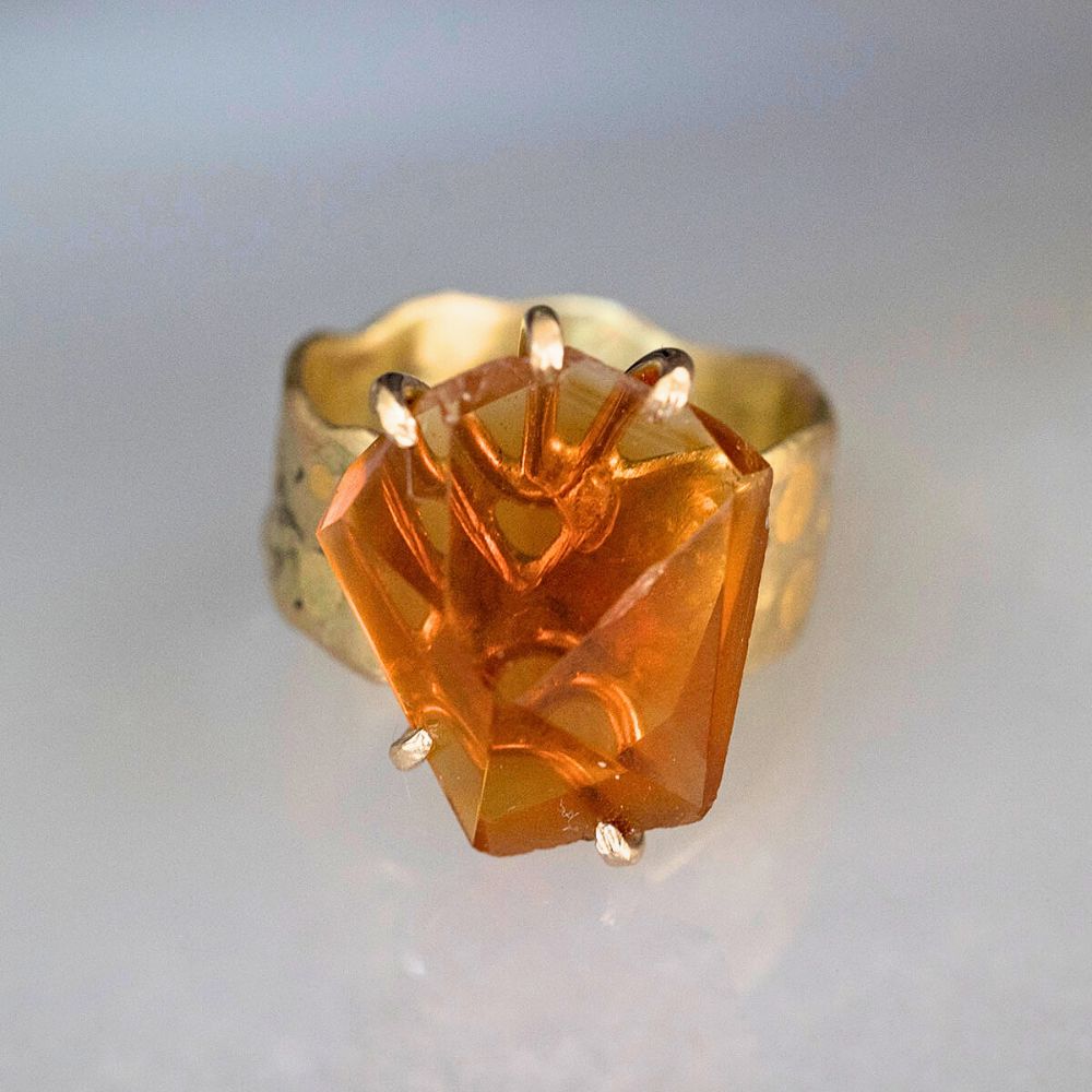 Citrine Large Stone Ring on our 9MM Cigar Band