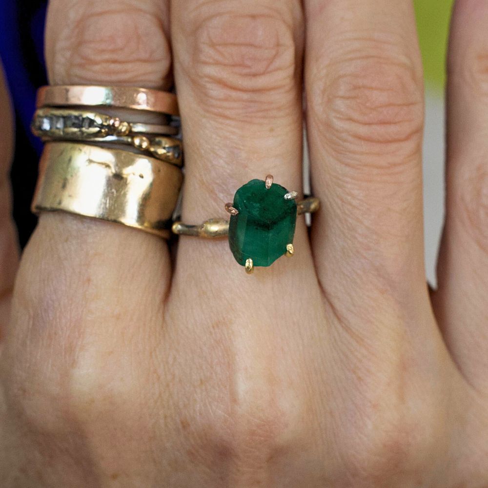 Brazilian Emerald Small Stone Ring