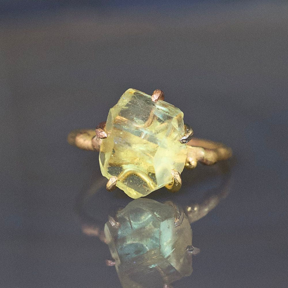 Heliodor Medium Stone Ring on a Yellow Gold Band