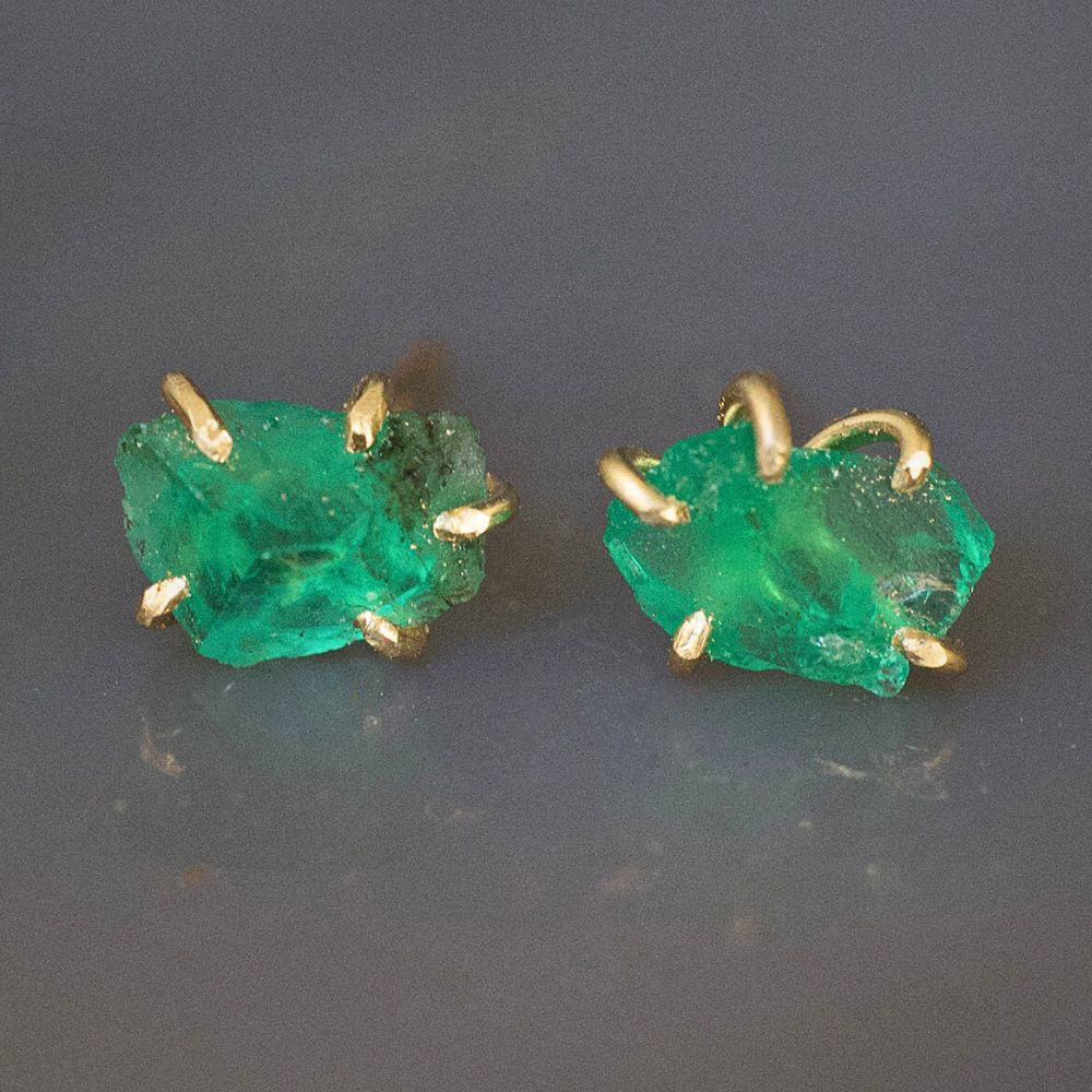 Zambian Emerald  Small Stone Studs