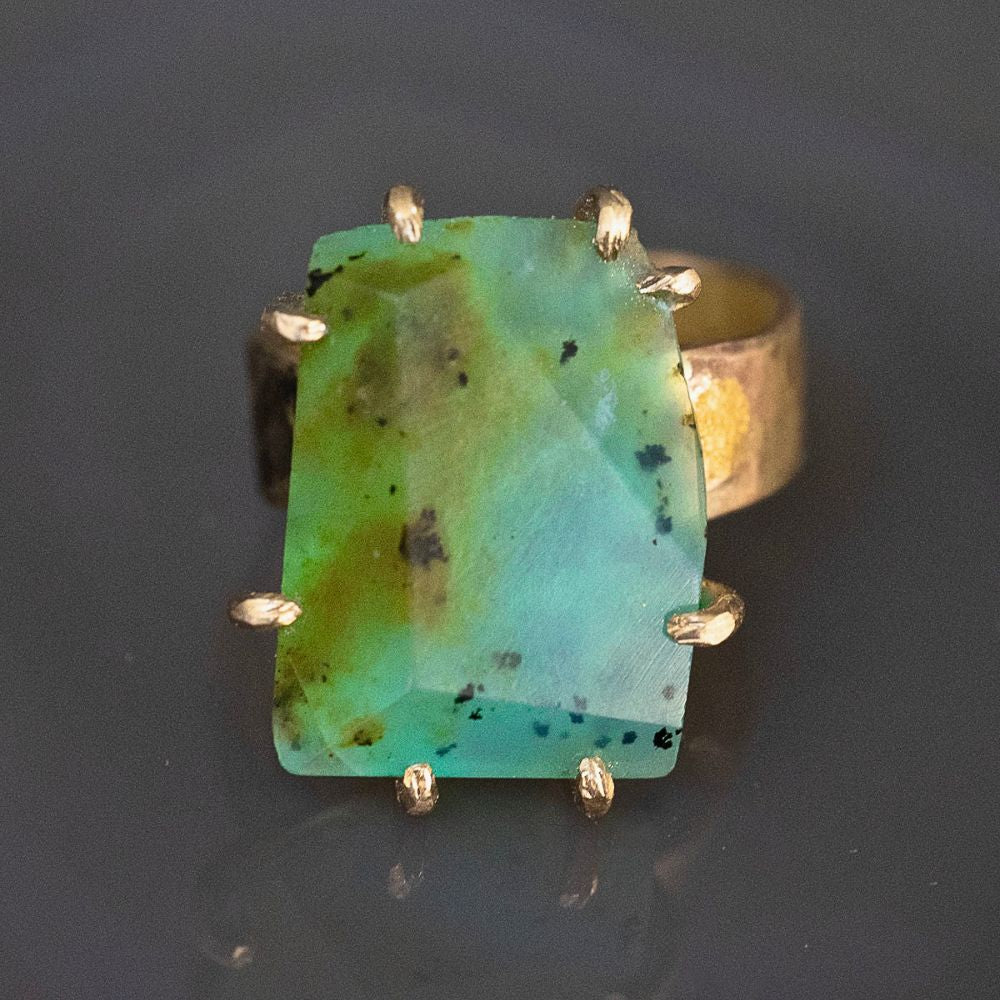 Peruvian Opal Large Stone Ring on our 6MM Cigar Band