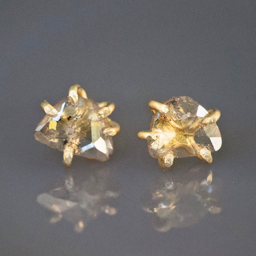 Cognac Rose Cut Diamond Studs