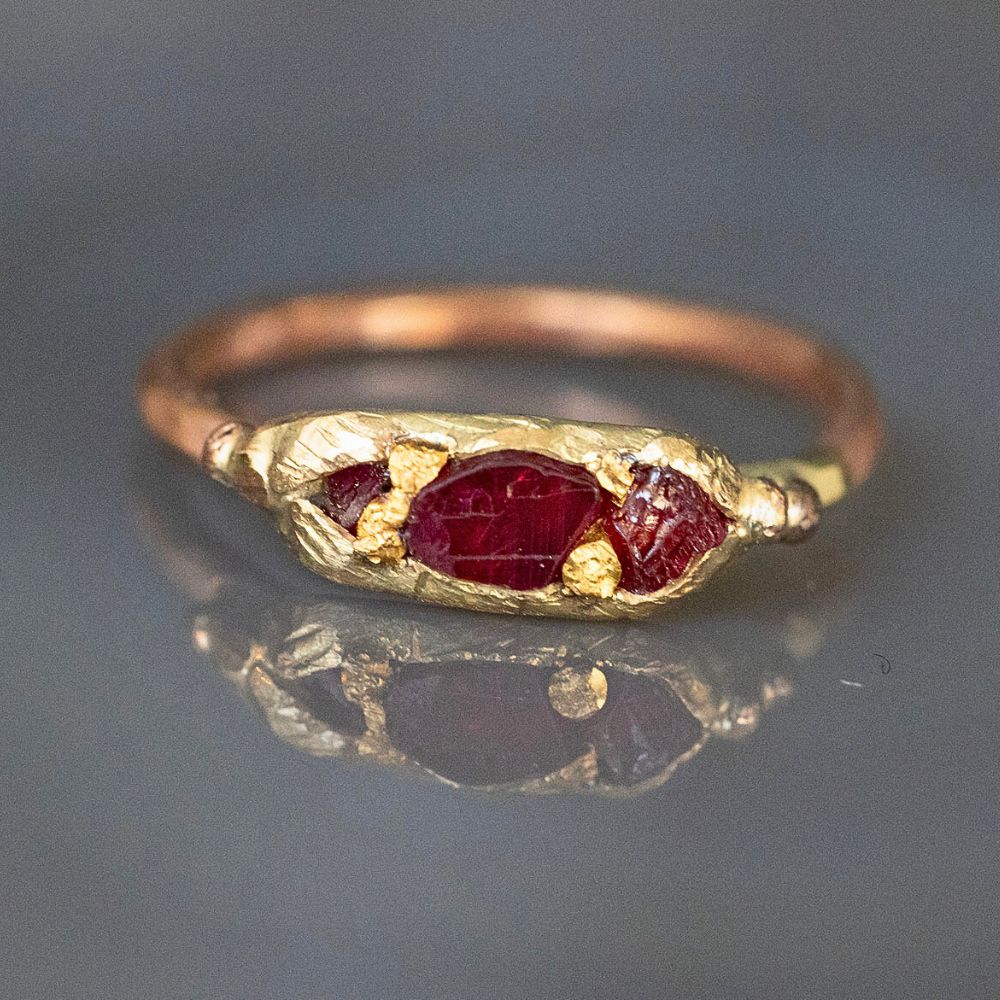 Unheated Tanzanian Ruby Band with a Rose Gold Band