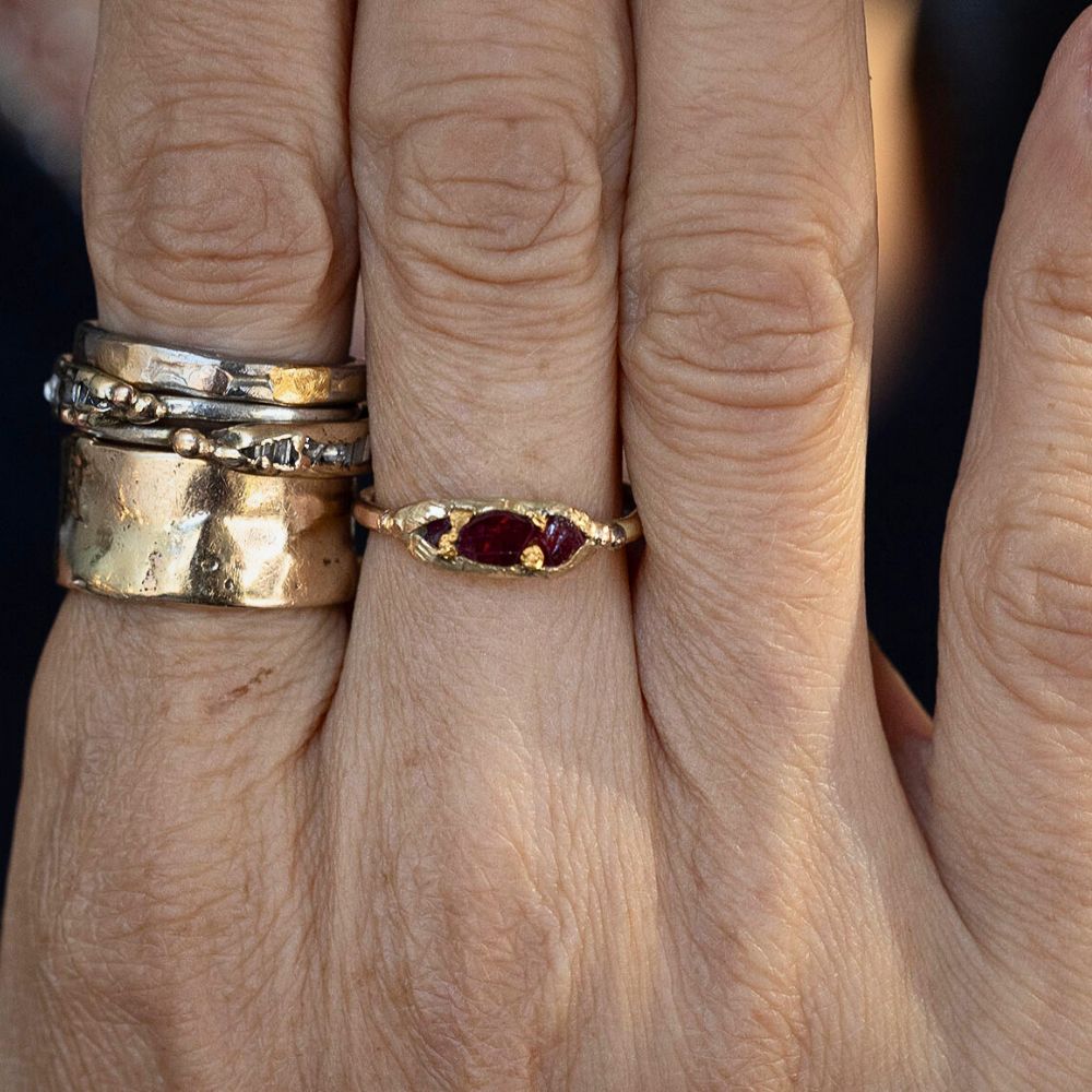 Unheated Tanzanian Ruby Band with a Rose Gold Band