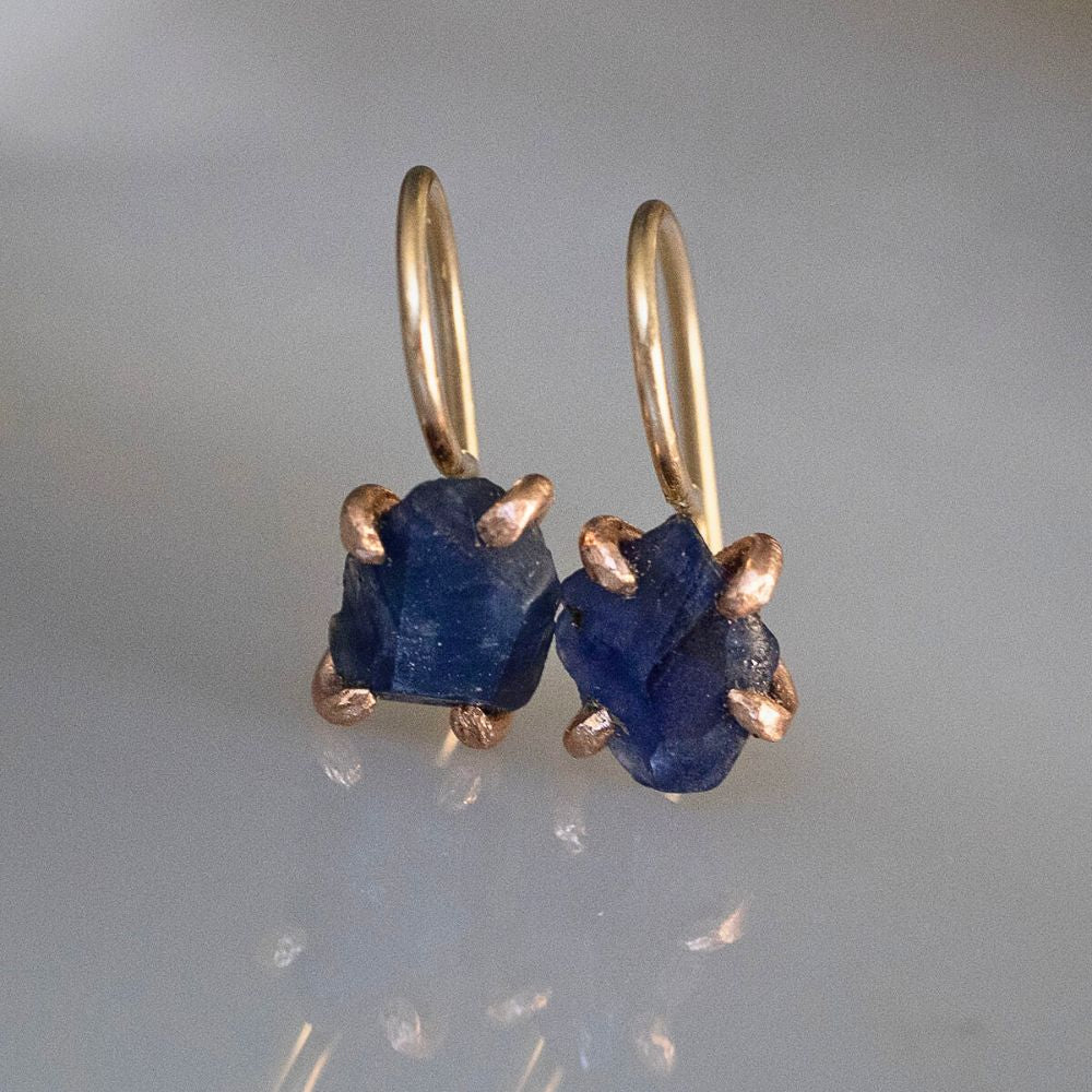 Blue Sapphire Hook Earrings