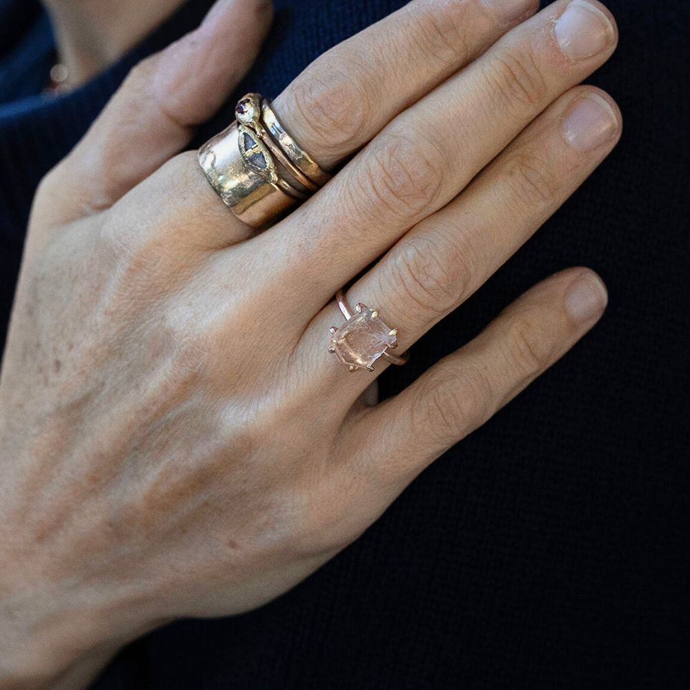 Morganite Medium Stone Ring on a Rose Gold Band