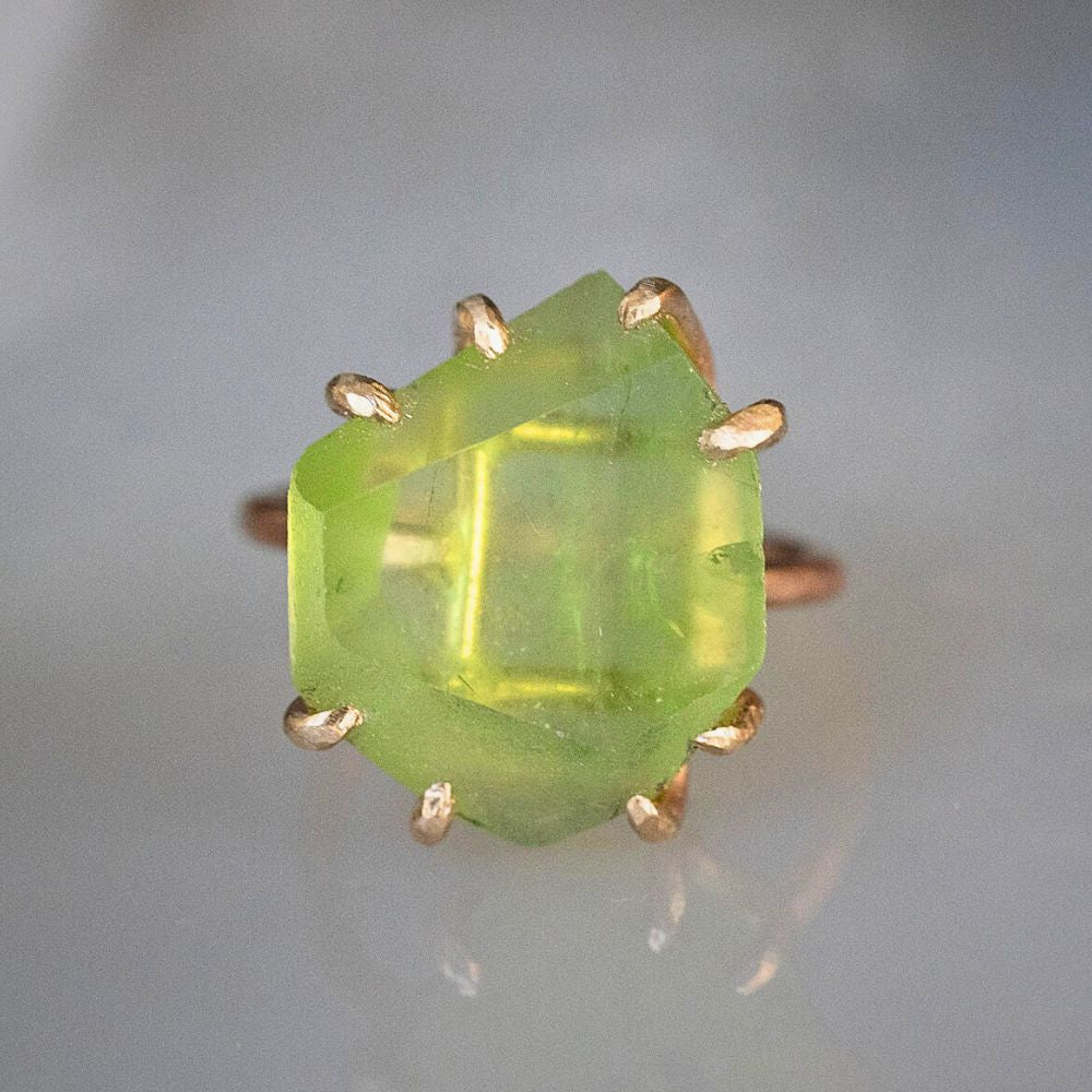 Peridot Large Stone Ring on a Rose Gold Band