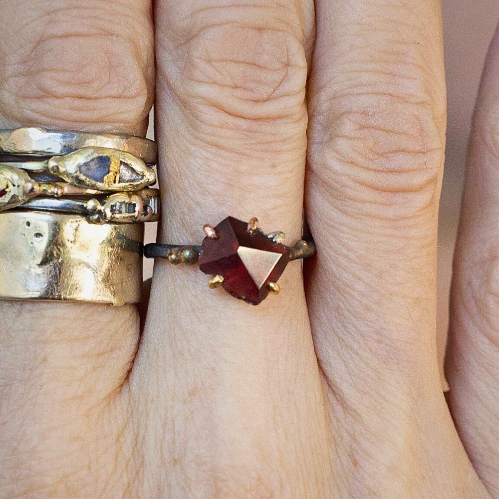 Garnet Small Stone Ring