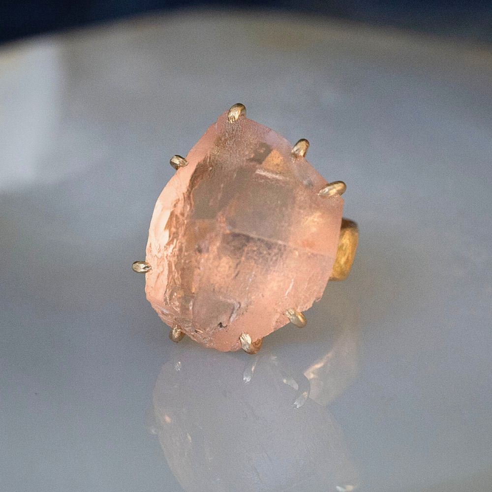 Morganite Extra Large Stone Ring on a 6MM Cigar Band