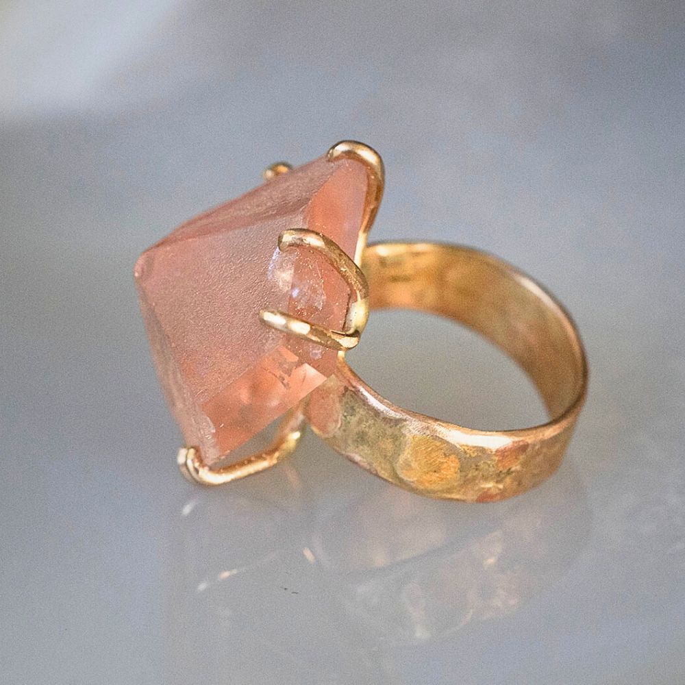 Morganite Extra Large Stone Ring on a 6MM Cigar Band