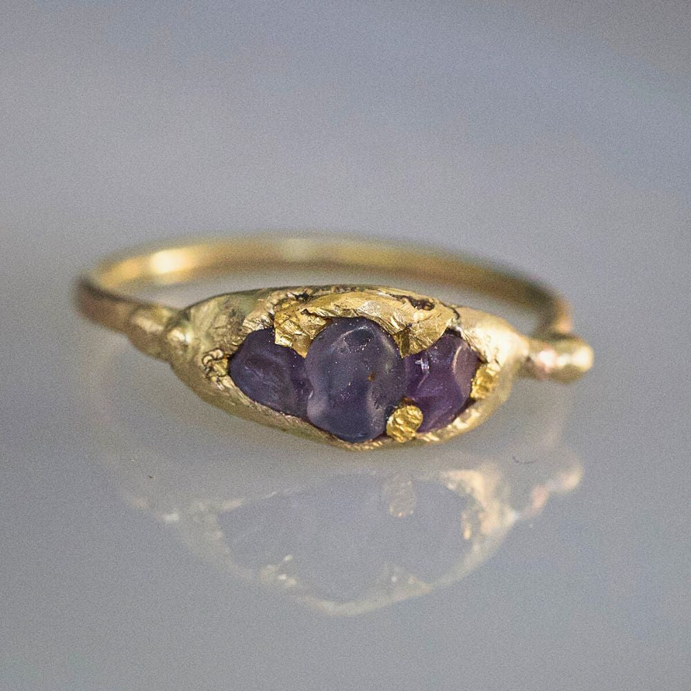 Sri Lankan Purple Sapphire  Band with a Yellow Gold Band