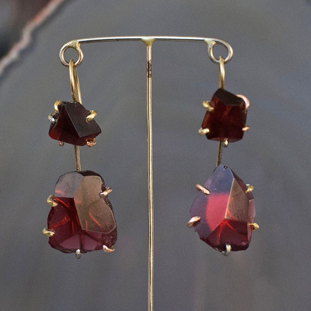 Garnet Day to Night Earring Set