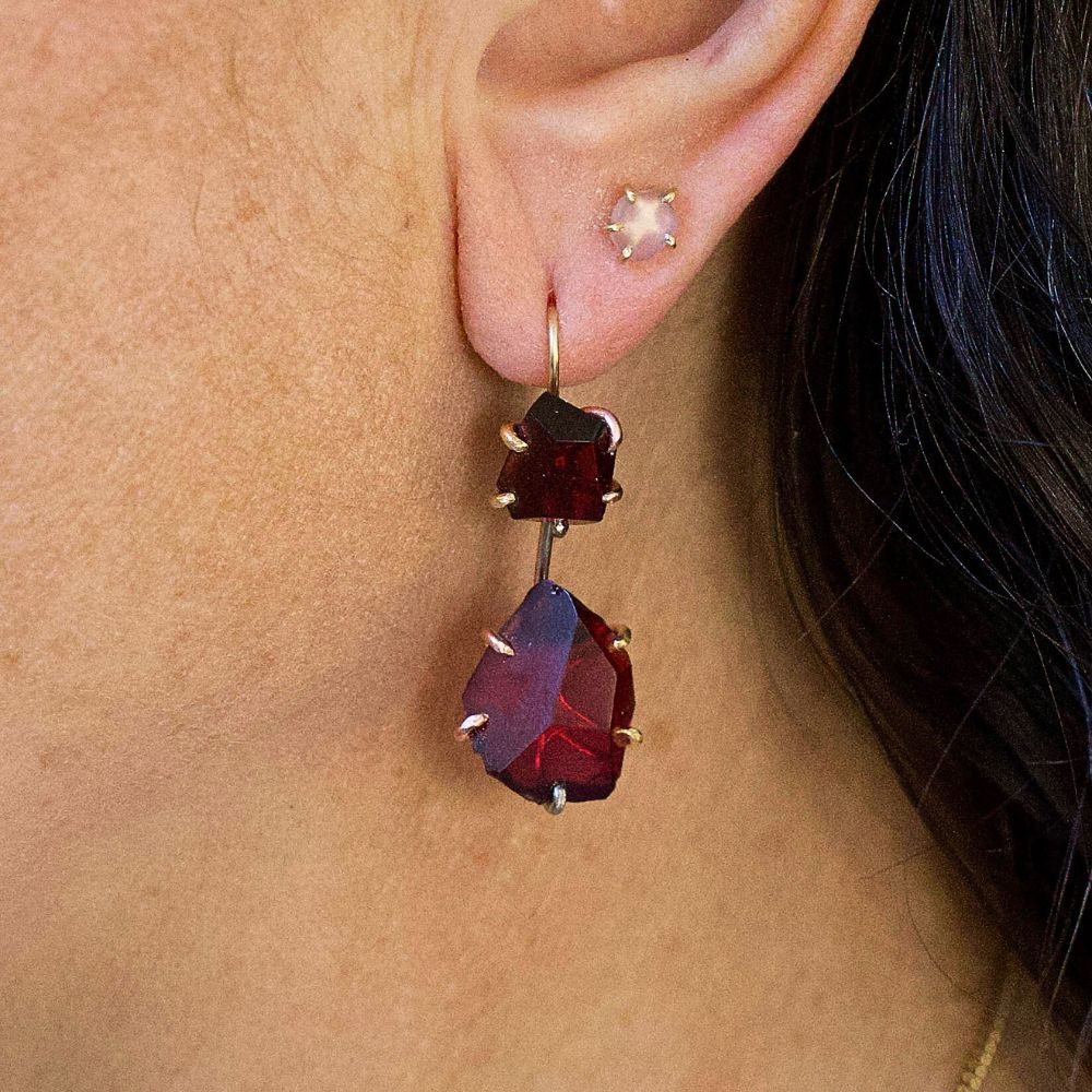 Garnet Day to Night Earring Set