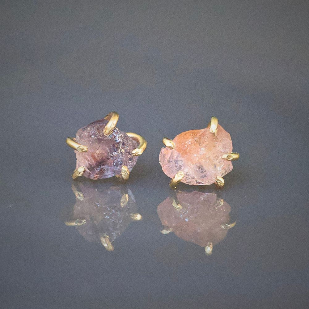 Asymmetrical Montana Sapphire Small Stone Studs