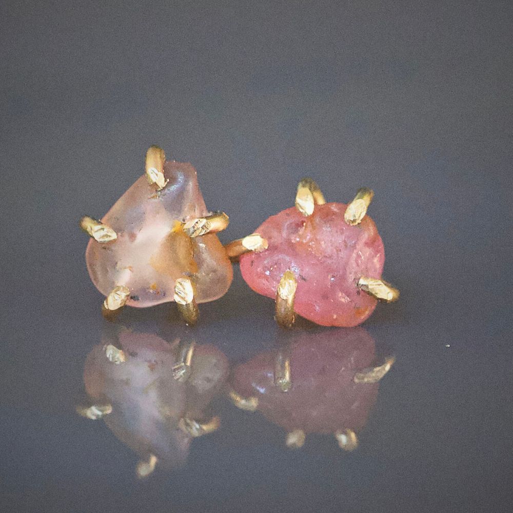 Asymmetrical Montana Sapphire Extra Small Stone Studs