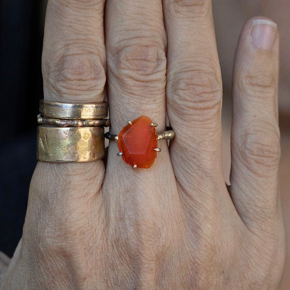 Mexican Fire Opal Medium Stone Ring