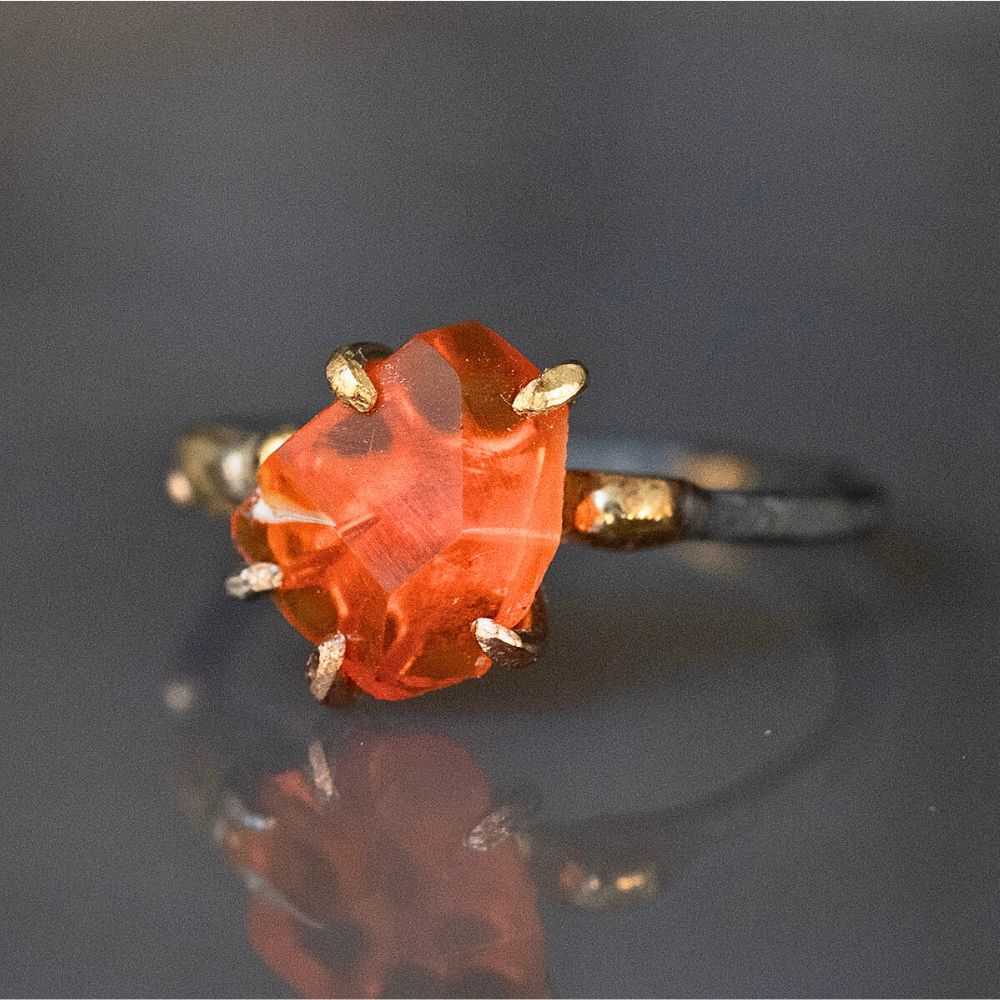 Mexican Fire Opal Smaill Stone Ring