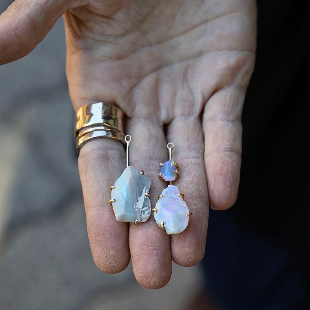 Australian Opal Asymmetrical Earring Drops