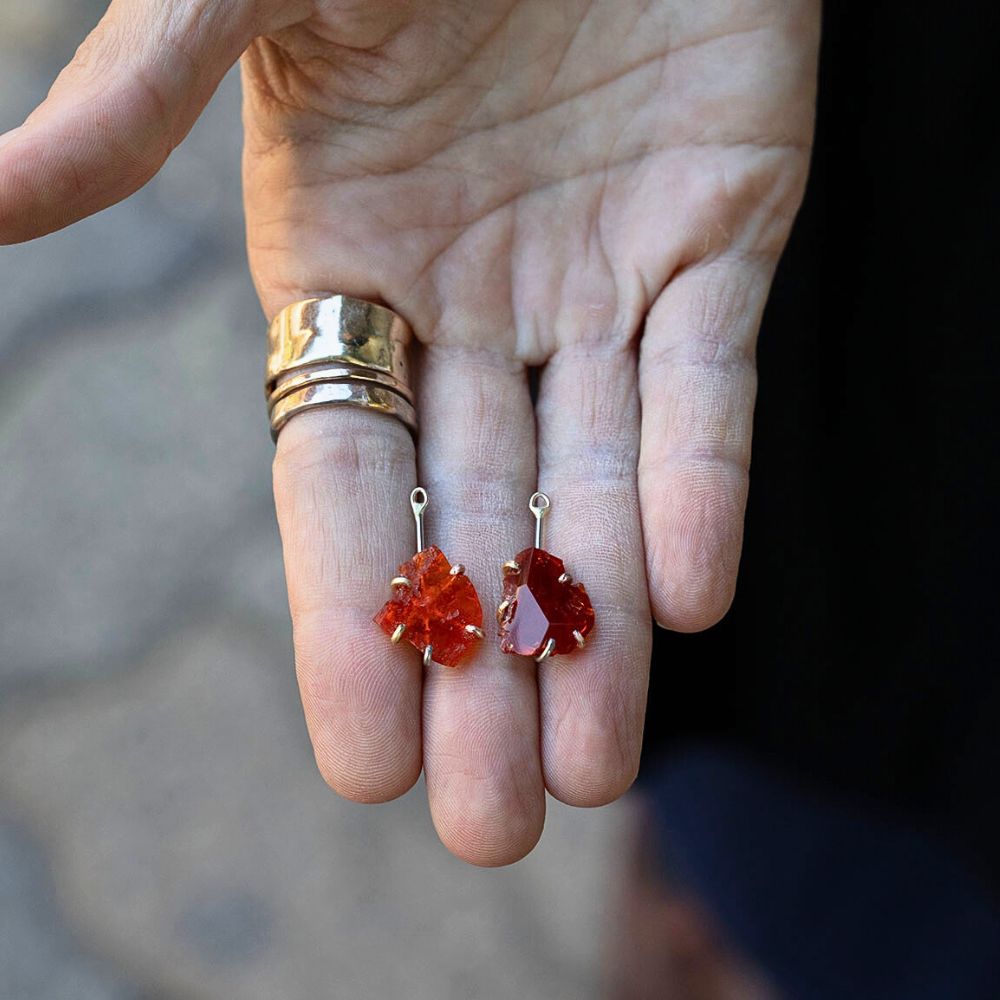 Mexican Fire Opal Earring Drops