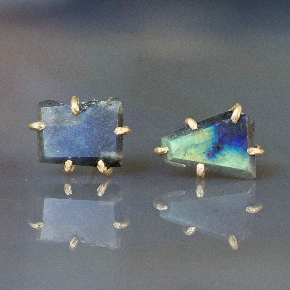 Spectrolite (Labradorite from Finland) Small Stone Studs