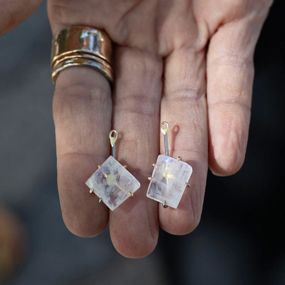 Rainbow Moonstone Earring Drops