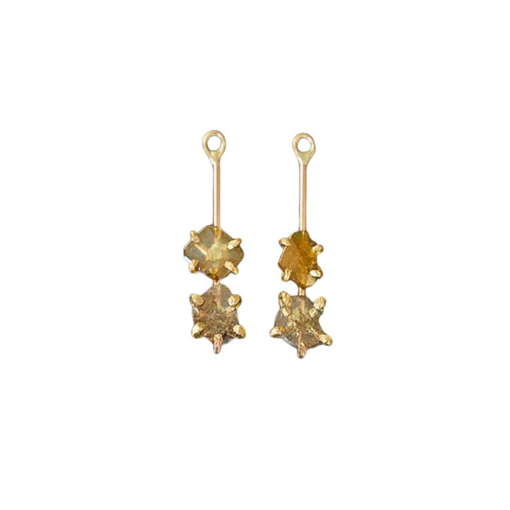 Double Polki Diamond Slice Earring Drops