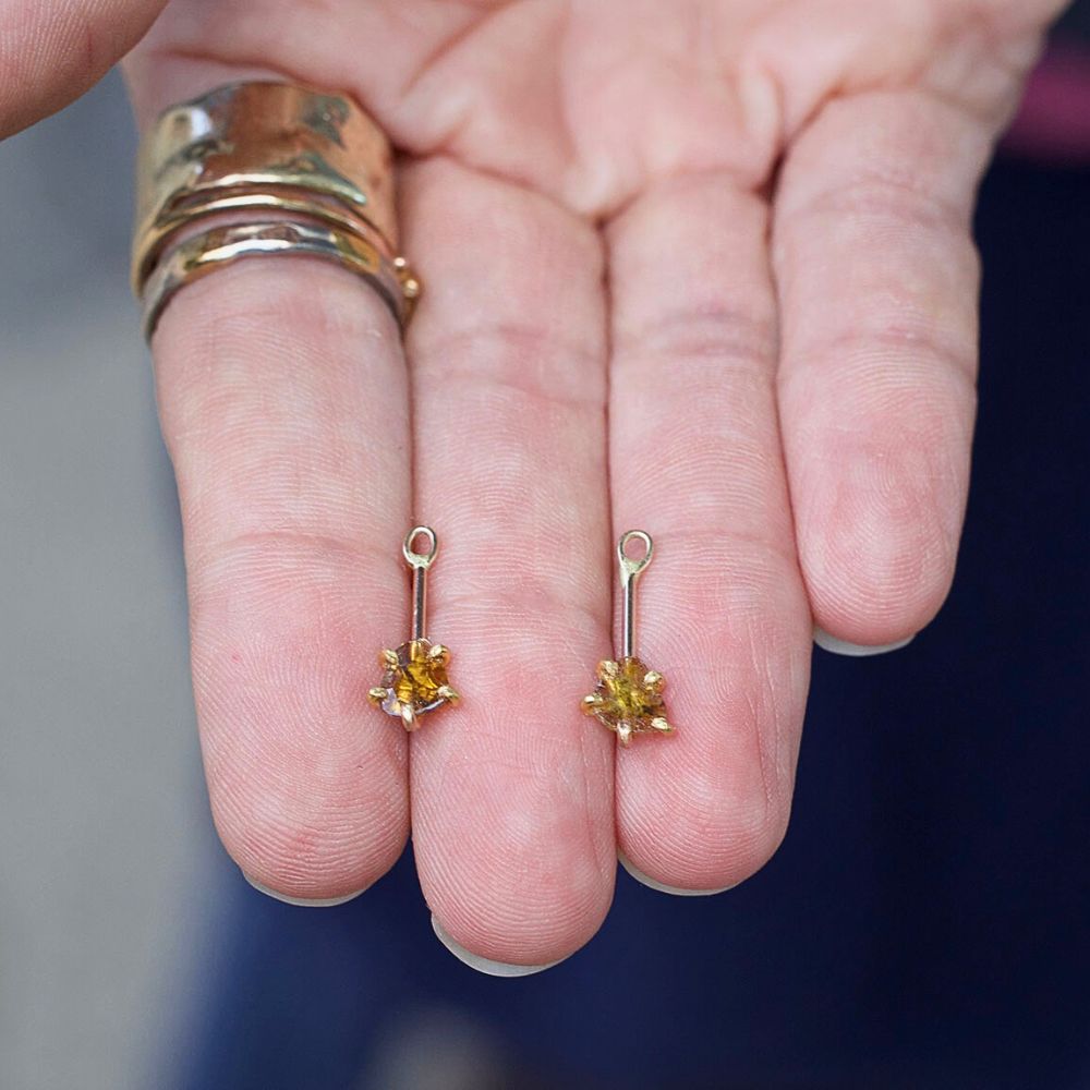 Yellow Polki Diamond Slice Earring Drops