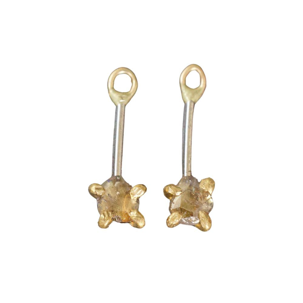 Cognac Rose Cut Diamond  Earring Drops