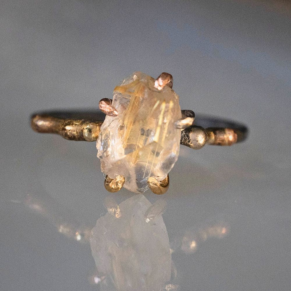 Rutilated Quartz Small Stone Ring