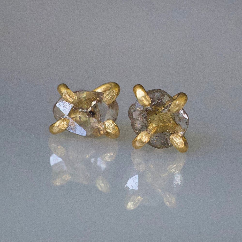 Cognac Rose Cut Diamond Studs