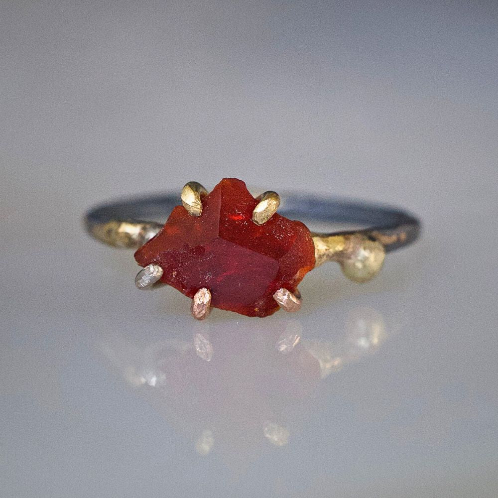 Mexican Fire Opal Small Stone Ring