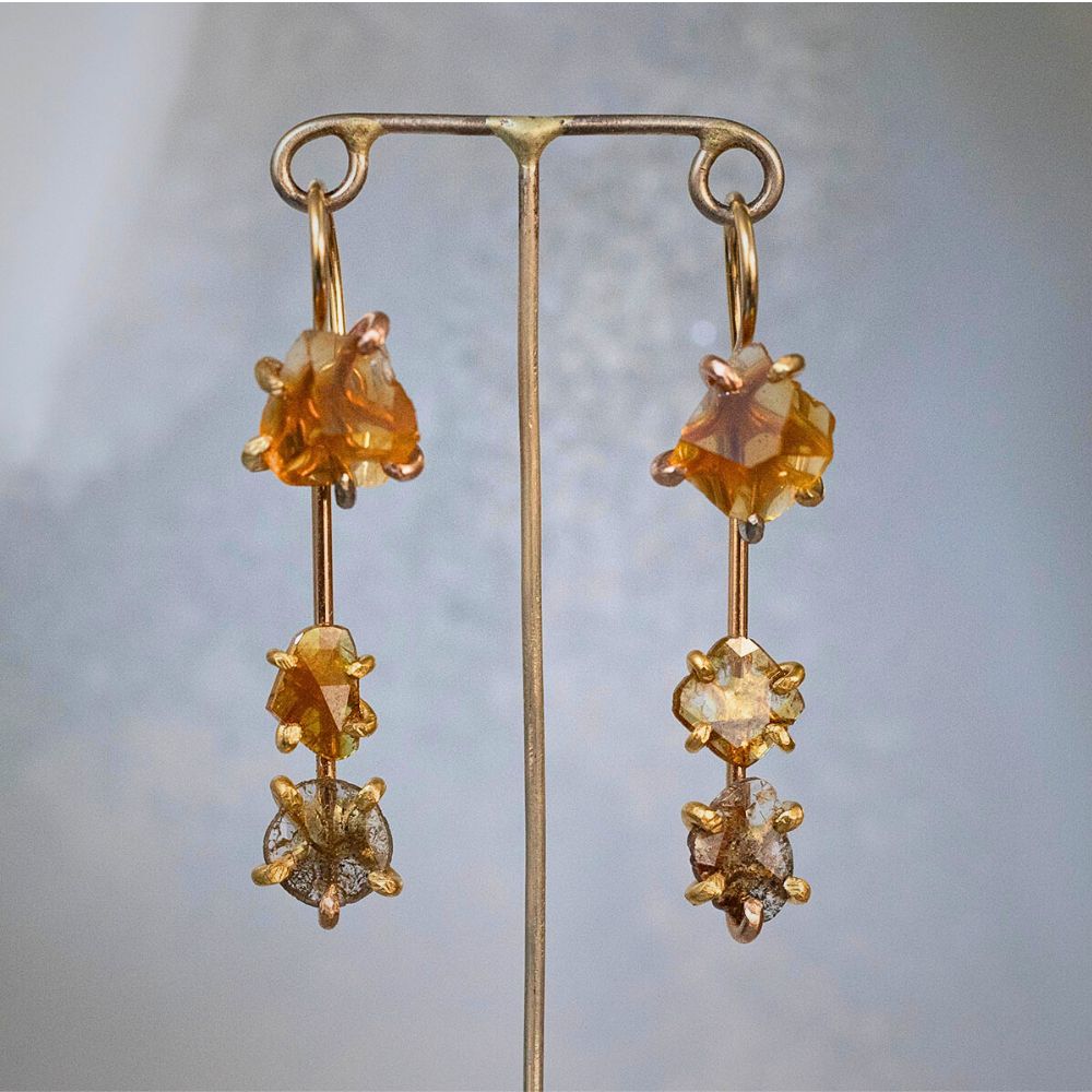 Citrine and Double Polki Slice Diamond Day to Night Earring Set