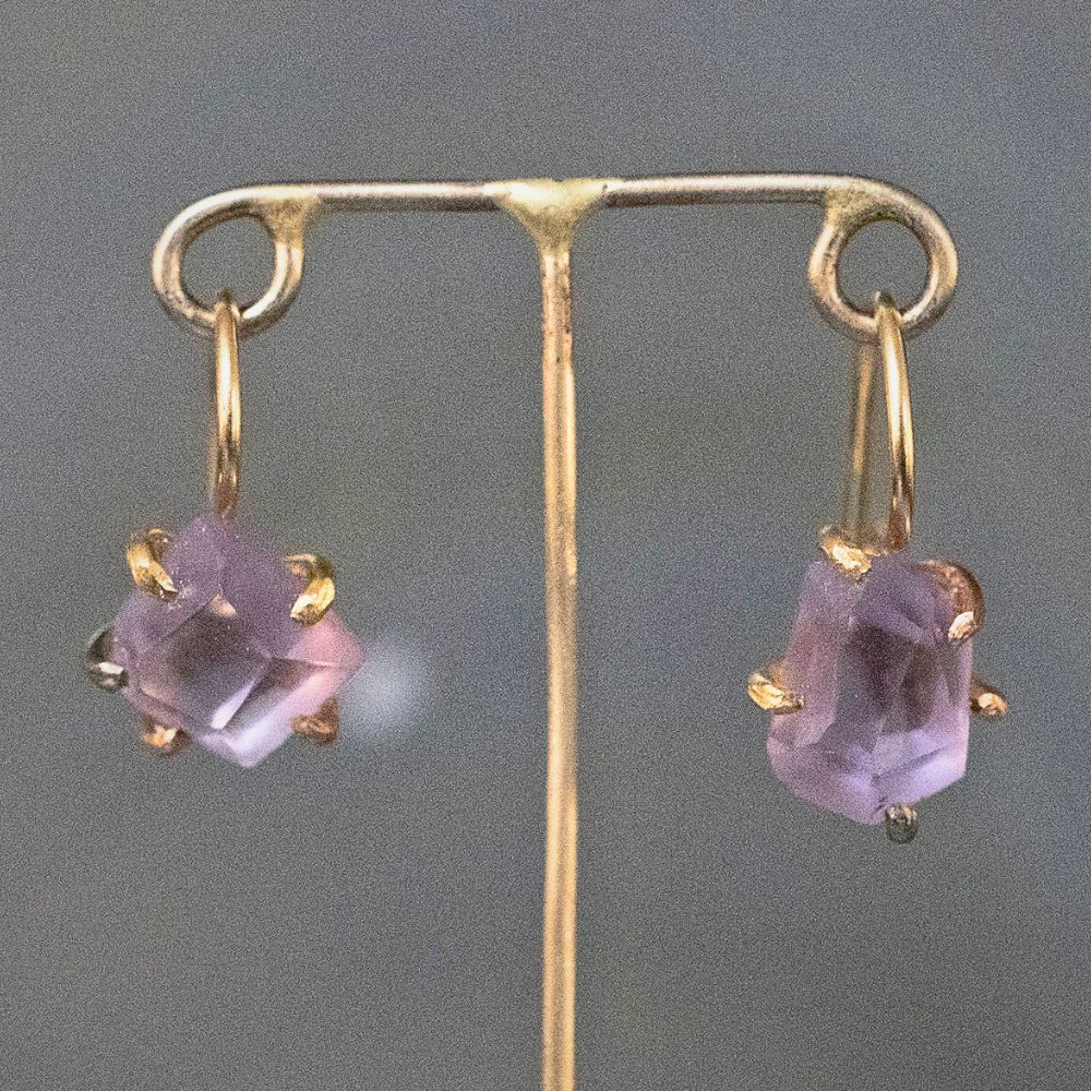 Rose De France Amethyst Hook Earrings