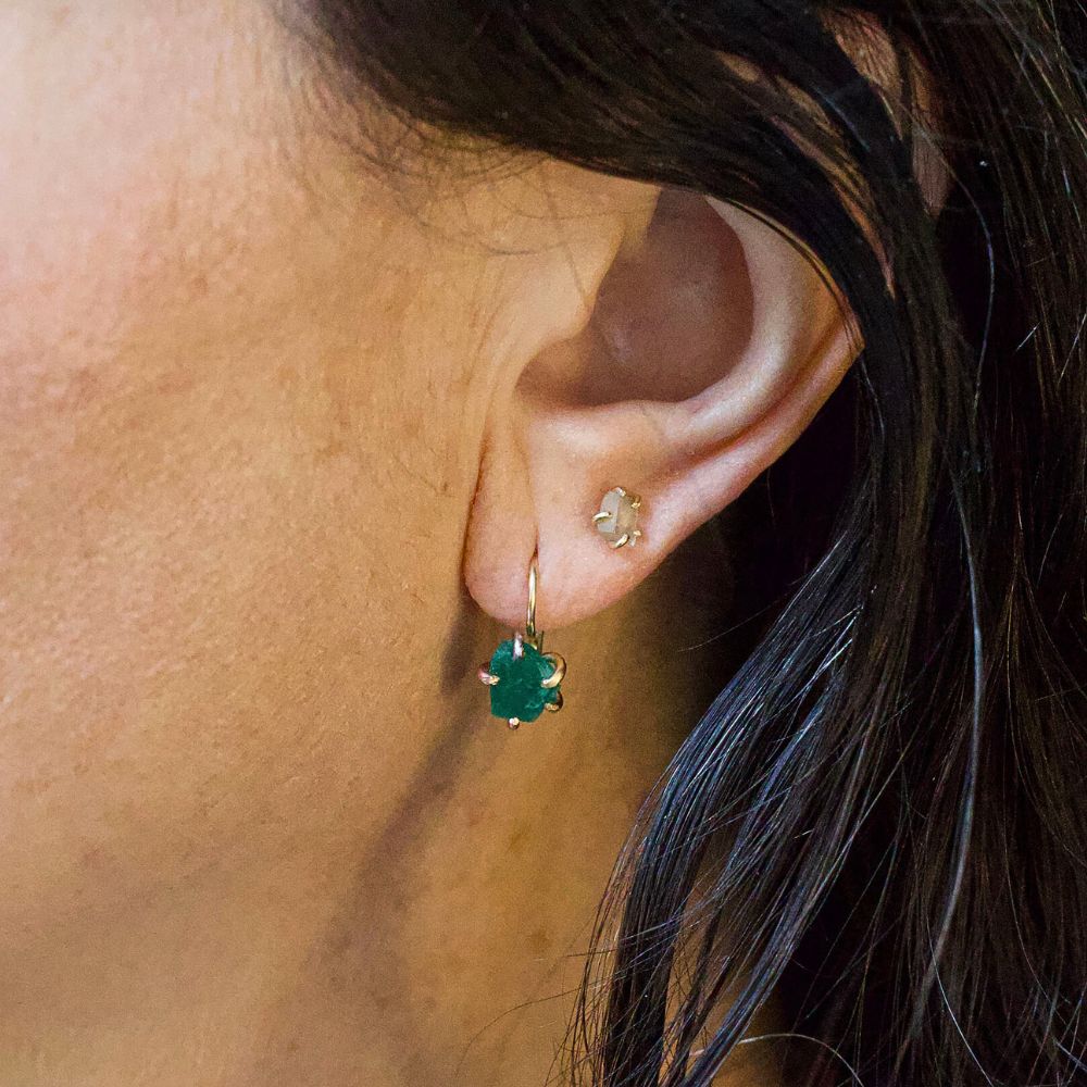 Zambian Emerald Hook Earrings