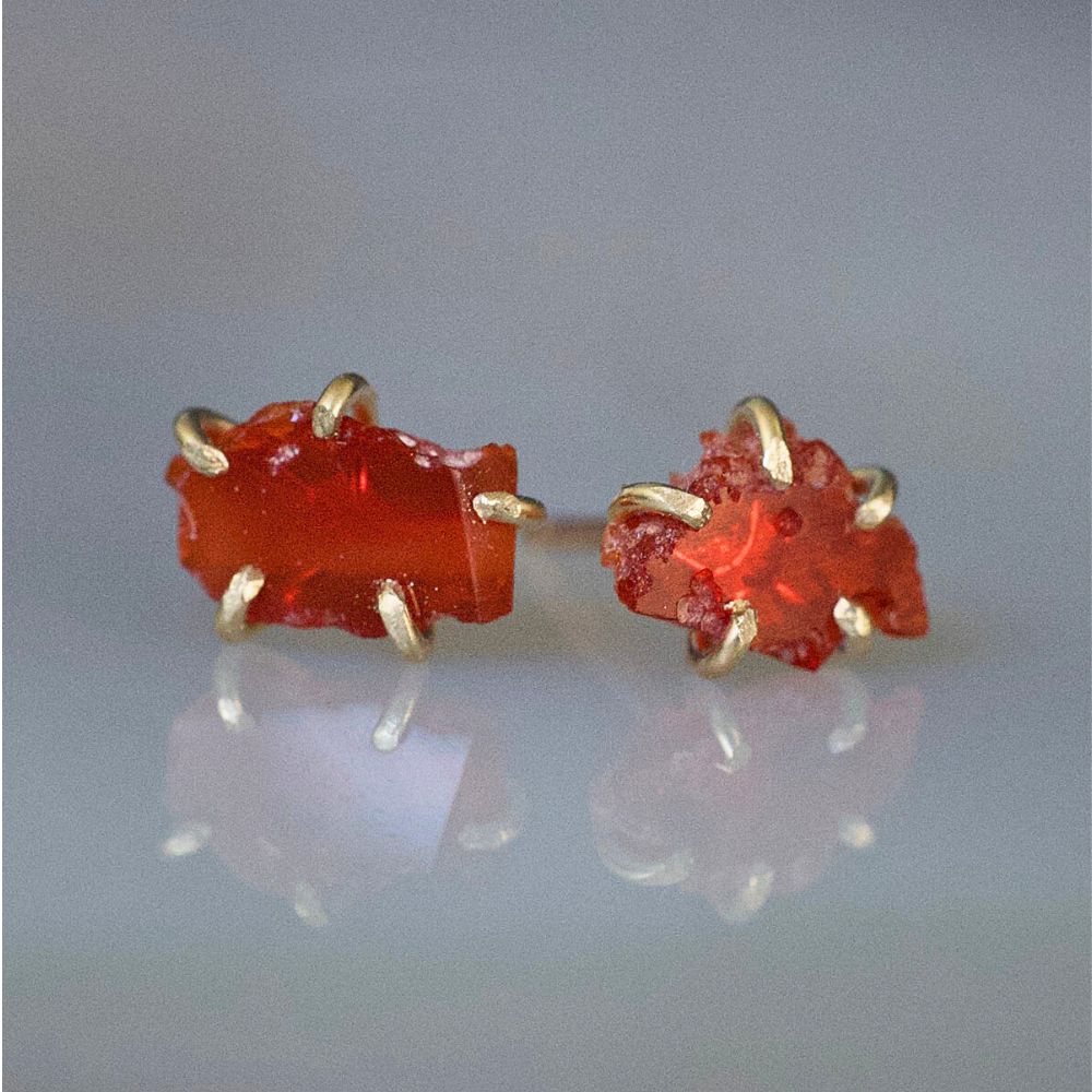 Mexican Fire Opal Small Stone Studs